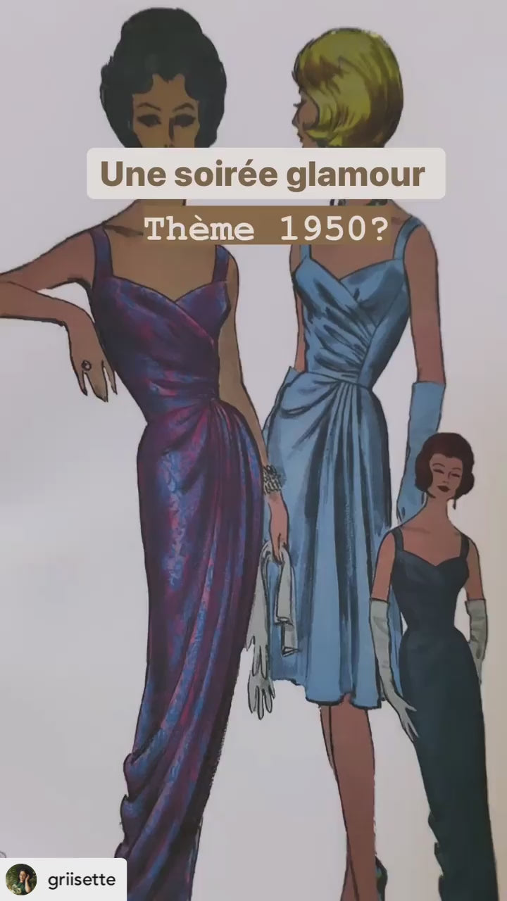 1950s GLAM Evening Cocktail Party Prom Dress Pattern McCALLS 8901  Flattering V Neckline Dreamy Design Bust 33 Vintage Sewing Pattern